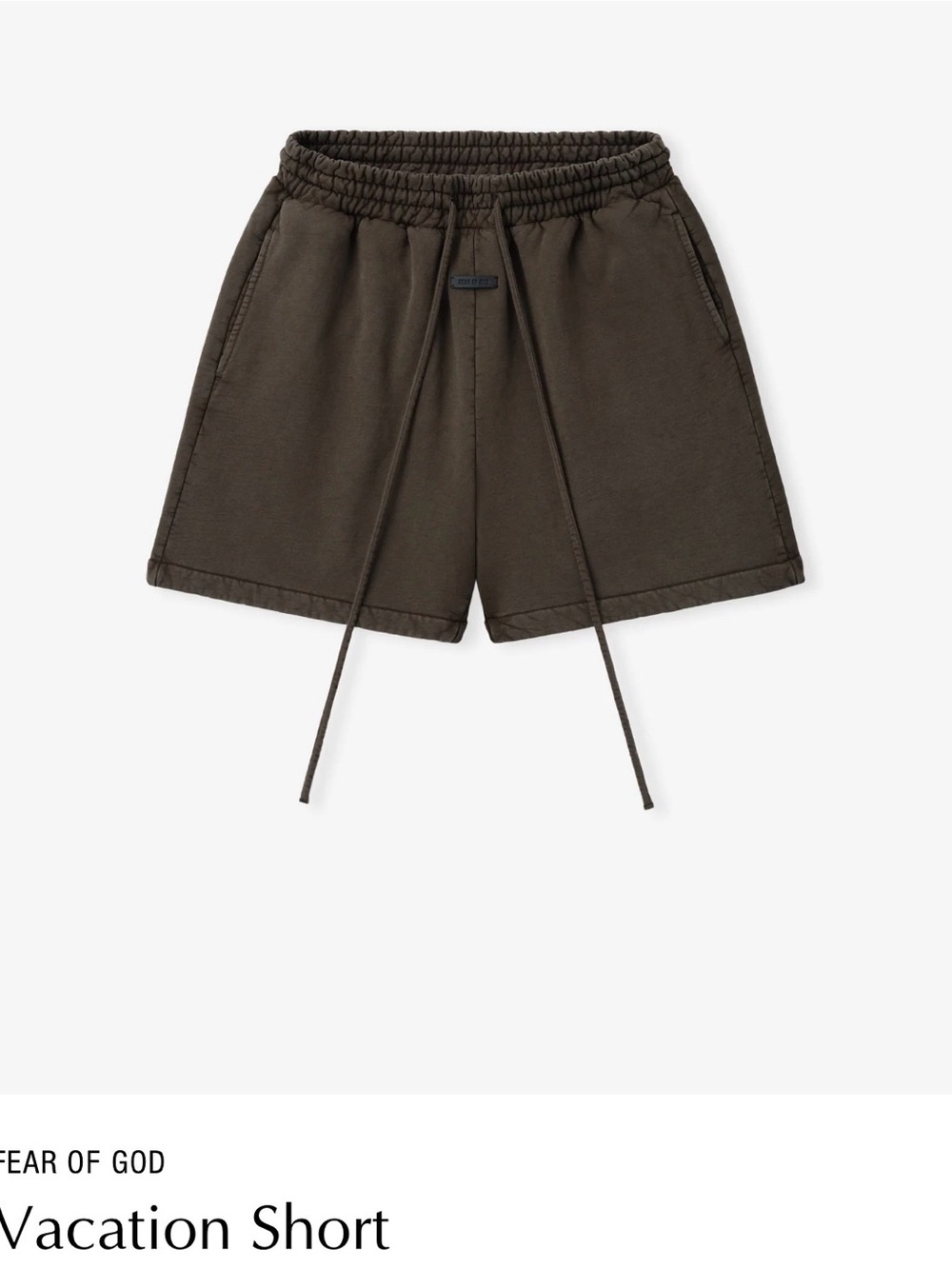Fear of God Olive-Brown Elastic Waist Shorts